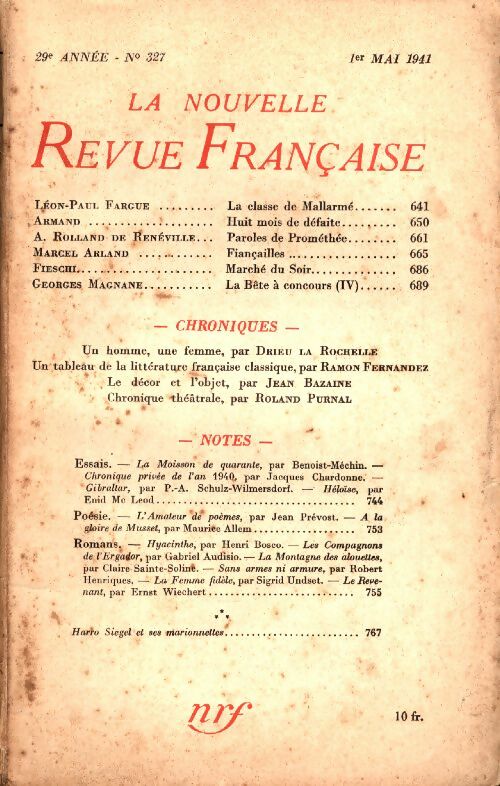 Livrenpoche : La Nouvelle Revue Française n°327 - Collectif - Livre