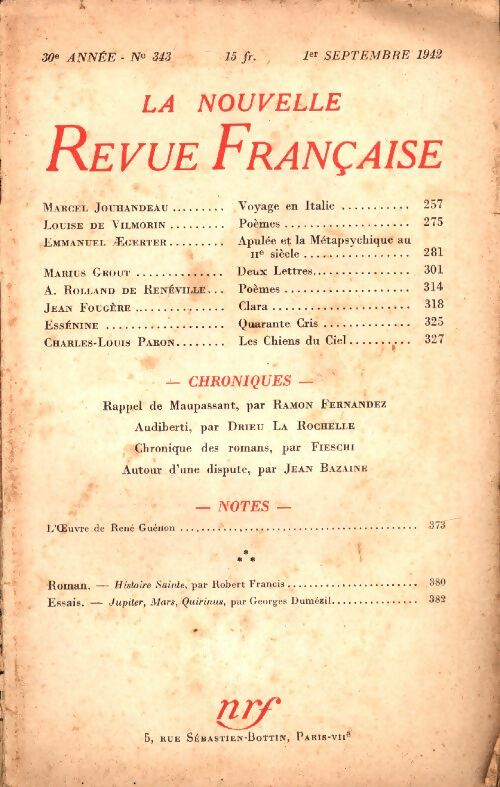 Livrenpoche : La Nouvelle Revue Française n°343 - Collectif - Livre