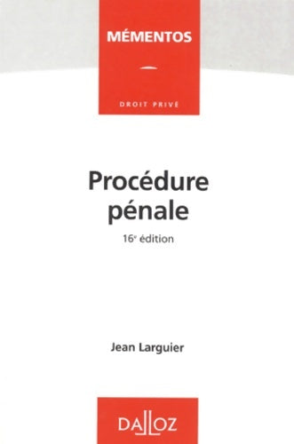 Livrenpoche : Procédure pénale - Jean Larguier - Livre