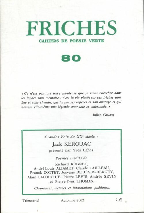 Livrenpoche : Friches n°80 : Jack Kerouac - Collectif - Livre