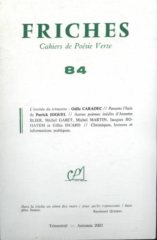 Livrenpoche : Friches n°84 - Collectif - Livre