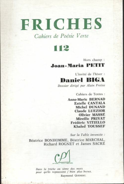 Livrenpoche : Friches n°112 : Joan-Maria Petit / Daniel Biga - Collectif - Livre