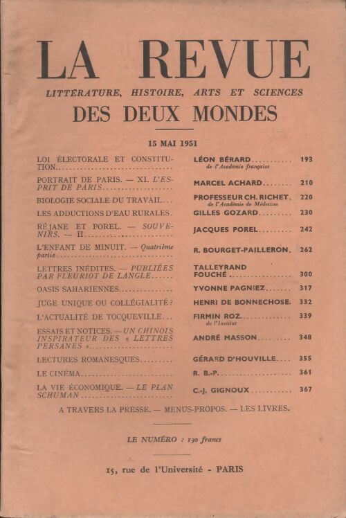 Livrenpoche : Revue des deux mondes mai 1951 - Collectif - Livre