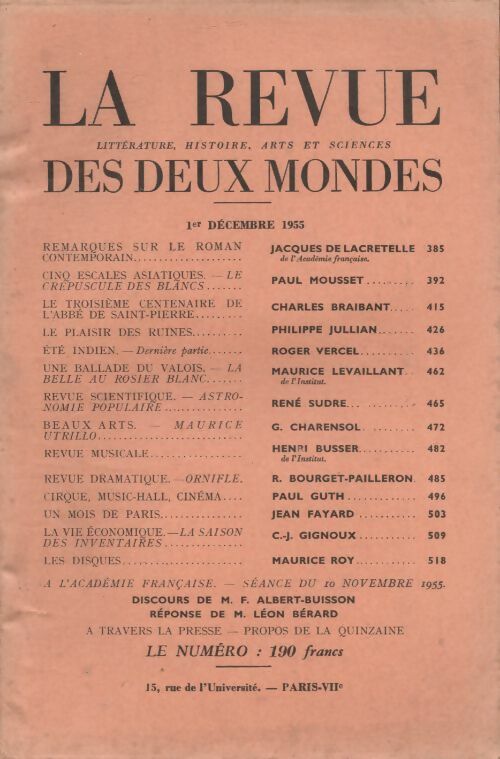 Livrenpoche : Revue des deux mondes décembre 1955 - Collectif - Livre