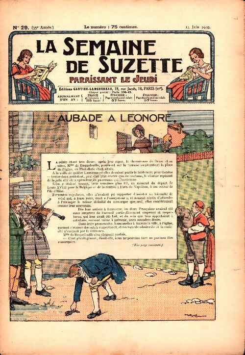 Livrenpoche : La semaine de Suzette 35e année n°29 : L'aubade à Léonore - Collectif - Livre