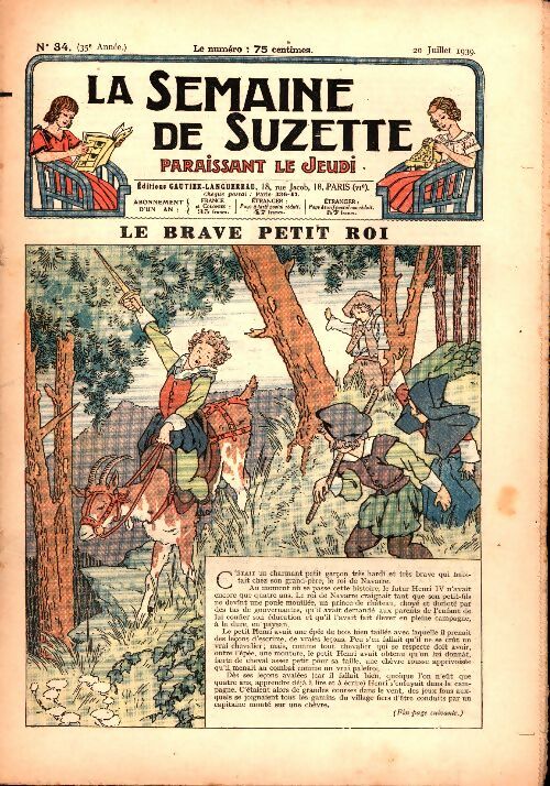 Livrenpoche : La semaine de Suzette 35e année n°34 : Le brave petit roi - Collectif - Livre