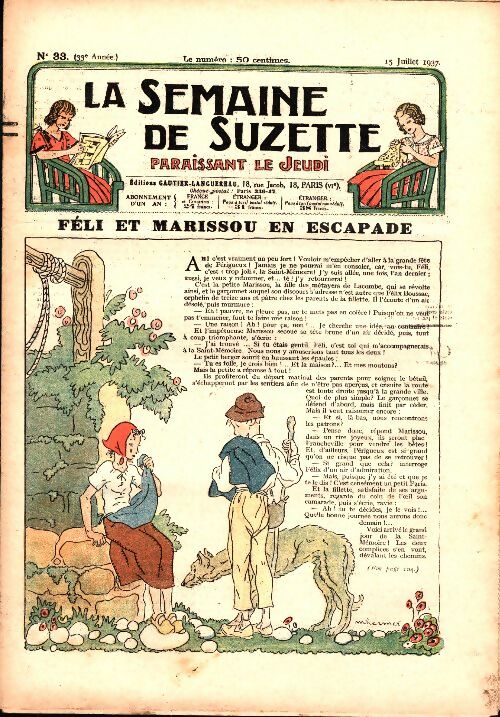 Livrenpoche : La semaine de Suzette 33e année n°33 : Féli et Marissou en escapade - Collectif - Livre