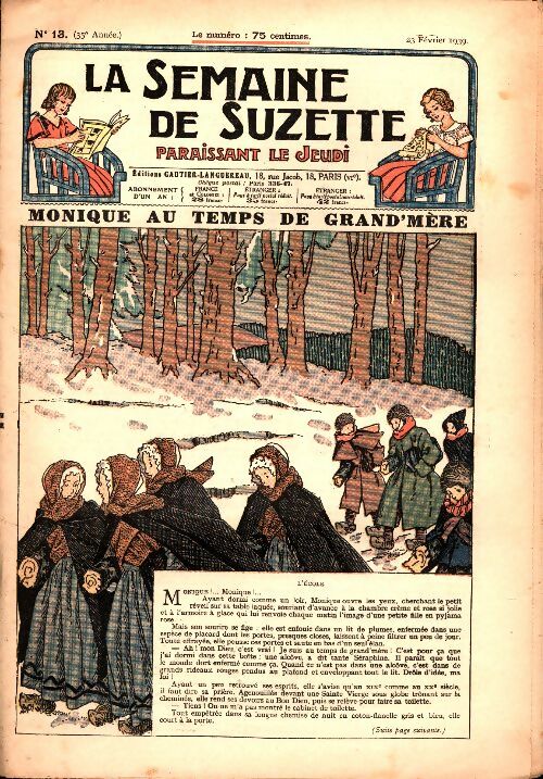 Livrenpoche : La semaine de Suzette 35e année n°13 : Monique au temps de Grand'mère - Collectif - Livre
