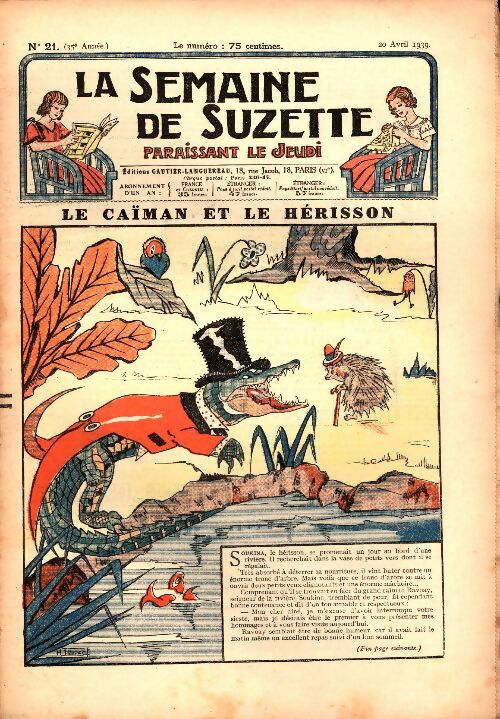 Livrenpoche : La semaine de Suzette 35e année n°21 : Le caïman et le hérisson - Collectif - Livre