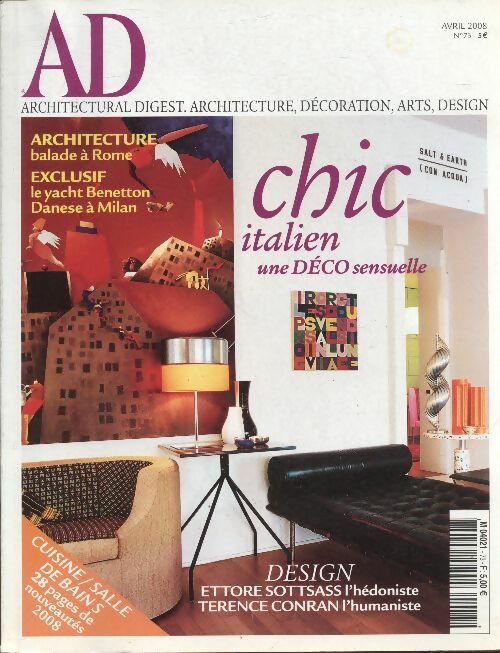 Livrenpoche : AD Architectural Digest n°73 : Chic italien une déco sensuelle - Collectif - Livre