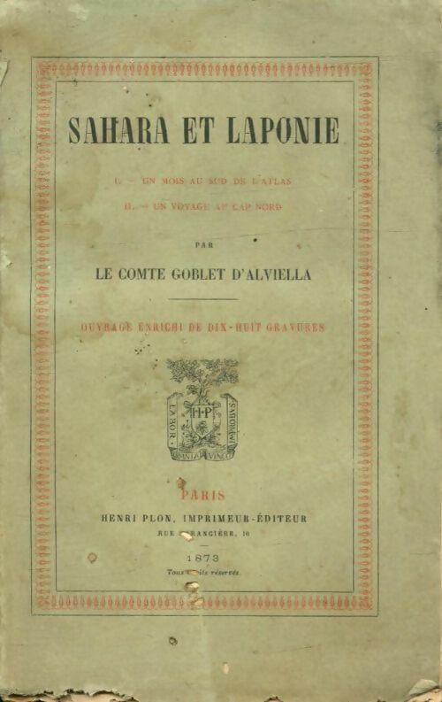 Livrenpoche : Sahara et Laponie - Comte Goblet D'Avilla - Livre