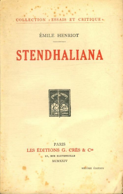 Livrenpoche : Stendhaliana - Emile Henriot - Livre