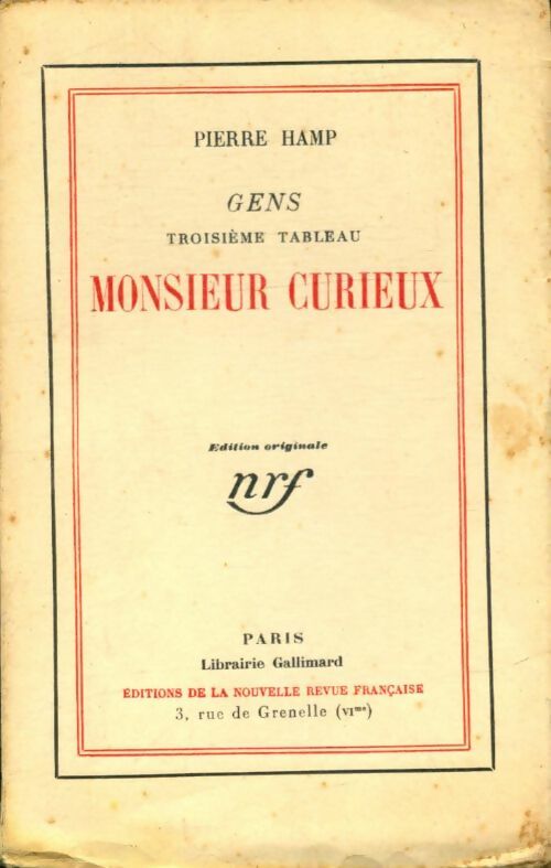 Livrenpoche : Gens troisième tableau : Monsieur curieux - Pierre Hamp - Livre