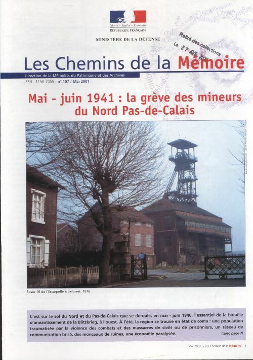 Livrenpoche : Les chemins de la mémoire n°107 : La grève des mineurs du Pas-de-Calais - Collectif - Livre