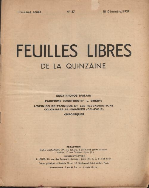 Livrenpoche : Feuilles libre de la quinzaine n°47 - Troisième année - Collectif - Livre