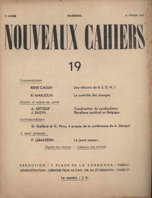 Livrenpoche : Nouveaux Cahiers n°19 - 2e année - Collectif - Livre