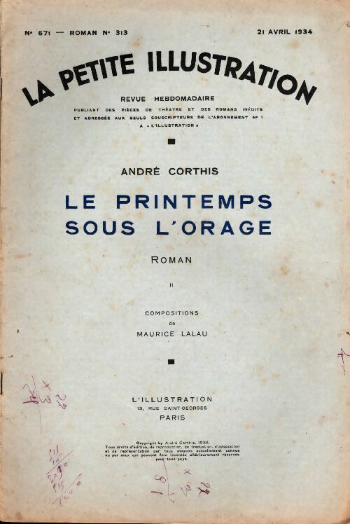 Livrenpoche : La petite illustration n°671 Roman n°313 : Le printemps sous l'orage Tome II - Collectif - Livre