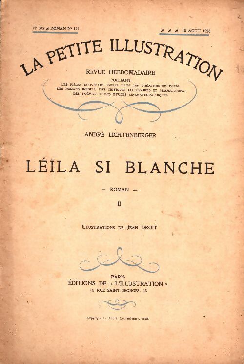 Livrenpoche : La petite illustration n°395 Roman n°177 : Leïla si blanche Tome II - Collectif - Livre