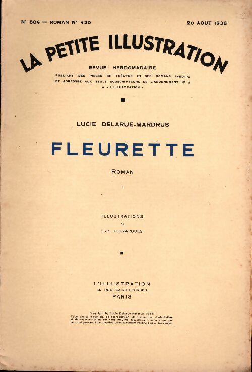 Livrenpoche : La petite illustration n°884 Roman n°420 : Fleurette Tome I - Collectif - Livre