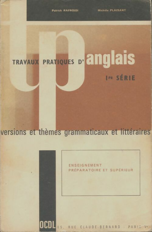 Livrenpoche : Travaux pratiques d'anglais 1ère série - Patrick Rafroidi - Livre