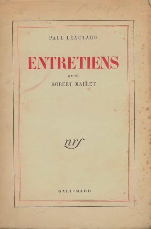 Livrenpoche : Entretiens avec Robert Mallet - Paul Léautaud - Livre