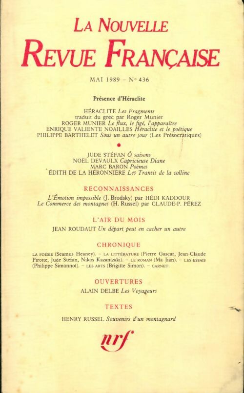 Livrenpoche : La n. R. F. Numéro 436 mai 1989 - Collectif - Livre