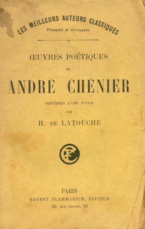 Livrenpoche : Oeuvres poétiques - André Chénier - Livre