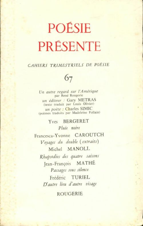 Livrenpoche : Poésie présente n°67 - Collectif - Livre