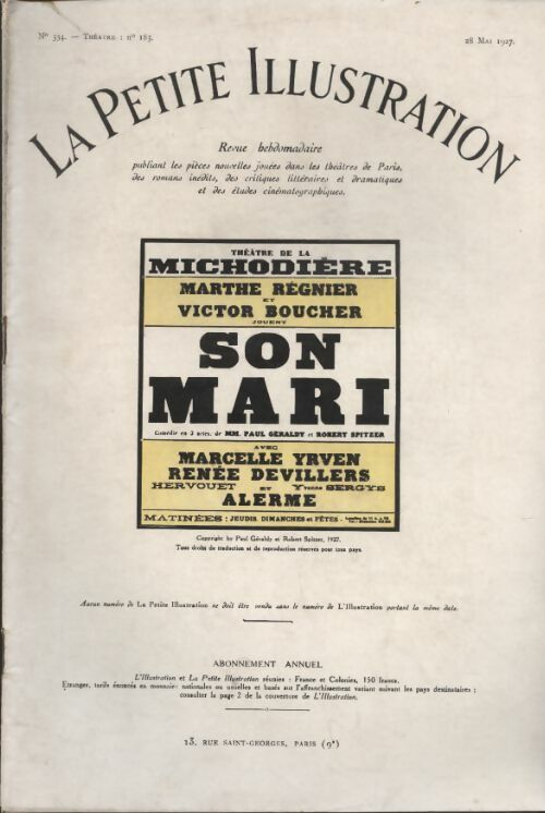 Livrenpoche : La petite illustration n°334 : théâtre n°183 : Son mari - Collectif - Livre