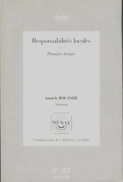 Livrenpoche : Responsabilités locales - Annick Bocandé - Livre