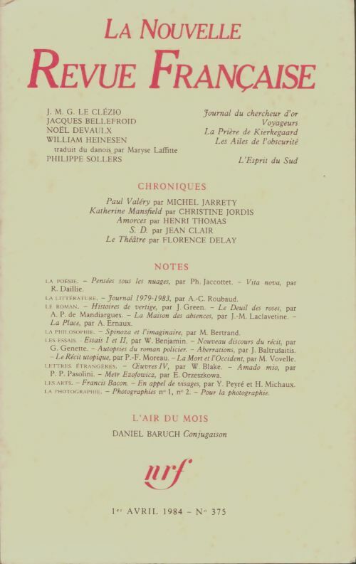 Livrenpoche : La nouvelle nouvelle revue française n°375 - Collectif - Livre