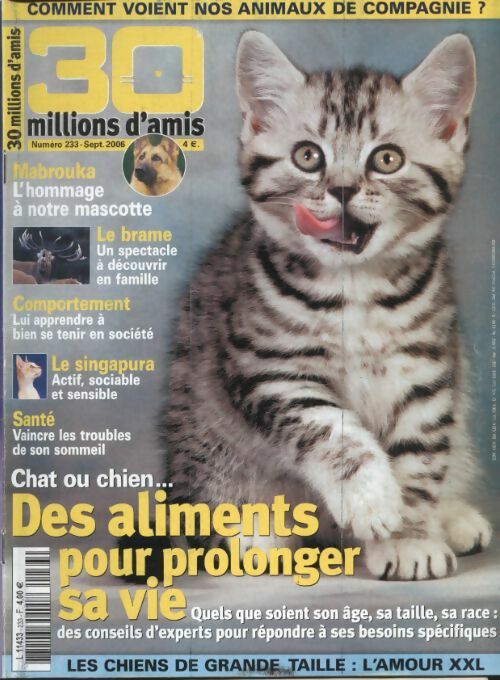 Livrenpoche : 30 millions d'amis n°233 : Des aliments pour prolonger sa vie - Collectif - Livre