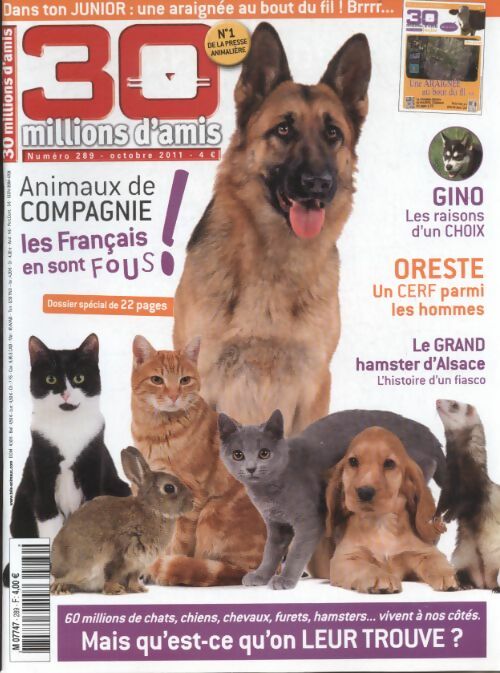 Livrenpoche : 30 millions d'amis n°289 : Animaux de compagnie, les français en sont fous ! - Collectif - Livre