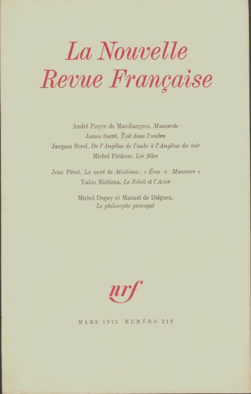 Livrenpoche : La nouvelle nouvelle revue française n°219 - Collectif - Livre