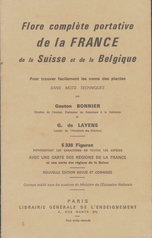 Livrenpoche : Flore complète portative de la France, de la Suisse et de la Belgique - Gaston Bonnier, Georges De Layens - Livre