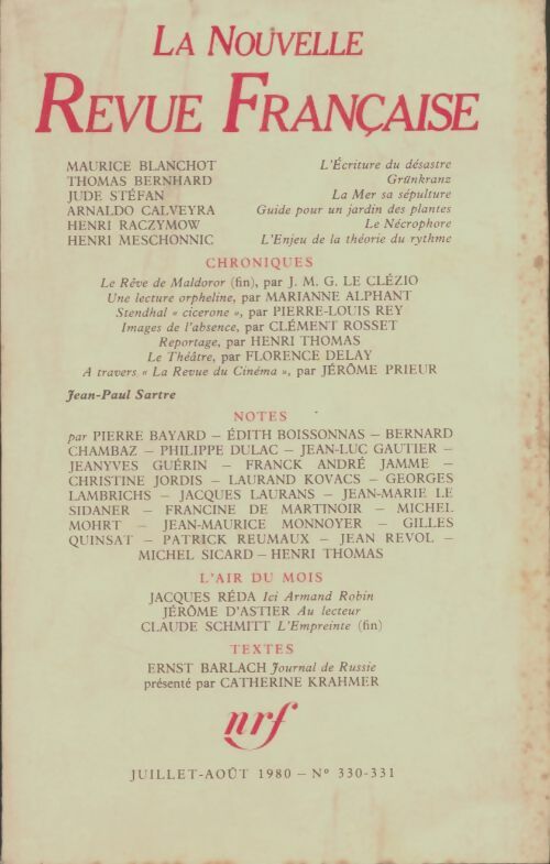 Livrenpoche : La nouvelle nouvelle revue française n°330-331 - Collectif - Livre