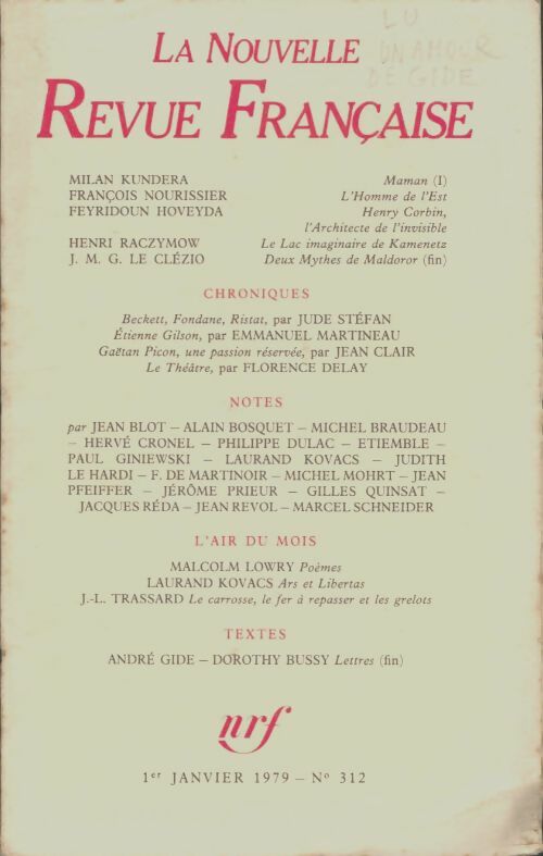 Livrenpoche : La nouvelle nouvelle revue française n°312 - Collectif - Livre