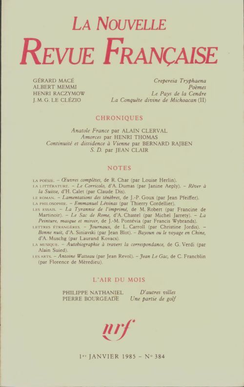 Livrenpoche : La nouvelle nouvelle revue française n°384 - Collectif - Livre