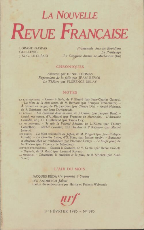 Livrenpoche : La nouvelle nouvelle revue française n°385 - Collectif - Livre