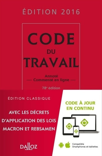 Livrenpoche : Code du travail 2016 - Collectif - Livre