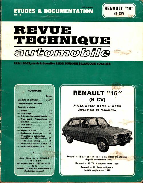 Livrenpoche : Renault 16 (9 CV) - Collectif - Livre