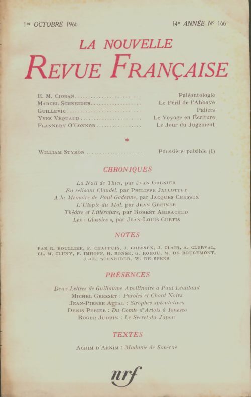 Livrenpoche : La nouvelle revue française n°166 - Collectif - Livre