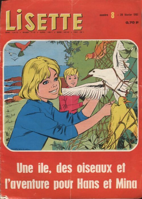 Livrenpoche : Lisette 1966 n°8 : Une île, des oiseaux et l'aventure pour Hans et Mina - Collectif - Livre