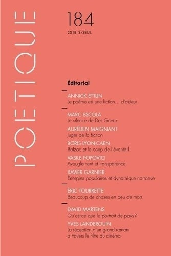 Livrenpoche : Poétique n°184 - Revue - Livre