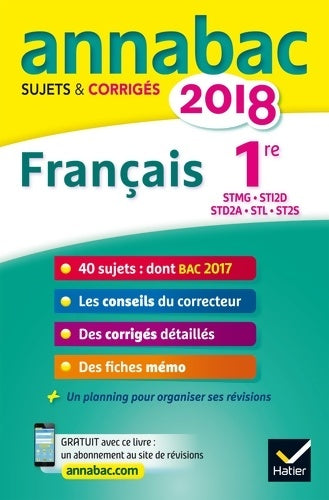 Livrenpoche : Français 1re STMG STI2D std2a STL ST2S : Sujets & corrigés 2018 - Sylvie Dauvin - Livre