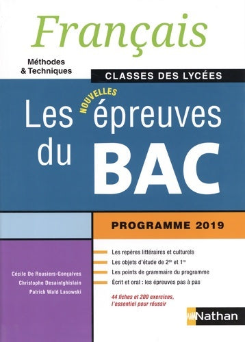 Livrenpoche : Français. Les nouvelles épreuves du bac 2019 - Patrick Wald Lasowski - Livre