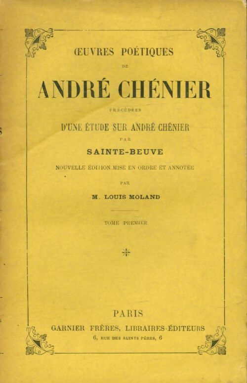 Livrenpoche : Oeuvres poétiques Tome I - André Chénier - Livre