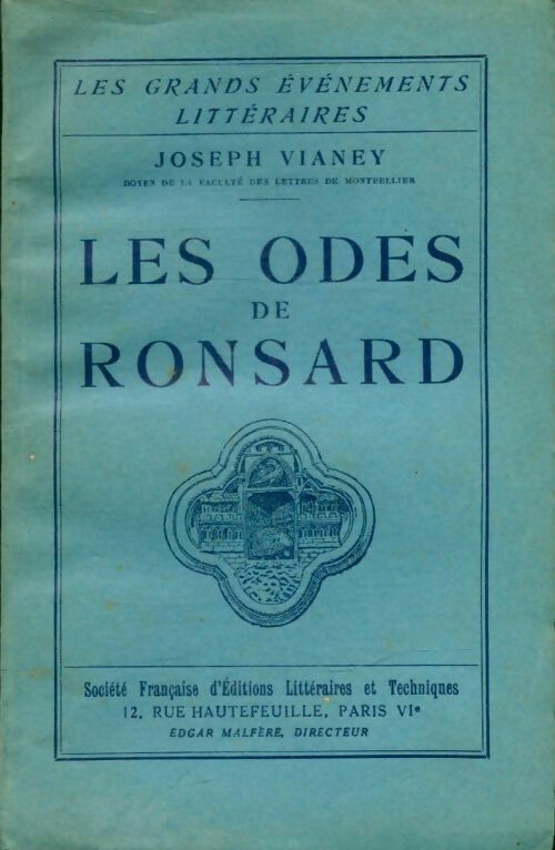 Livrenpoche : Les odes de Ronsard - Joseph Vianey - Livre