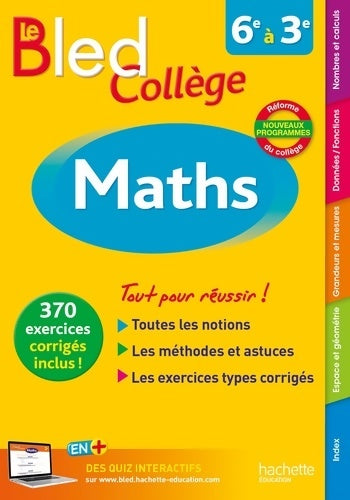 Livrenpoche : Bled maths collège - nouveau programme 2016 - Josyane Curel - Livre