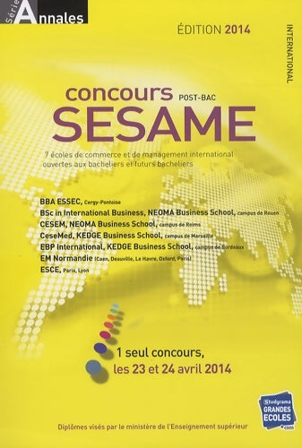 Livrenpoche : Concours sésame édition 2014 : Sujets et corrigés officiels - Studyrama - Livre